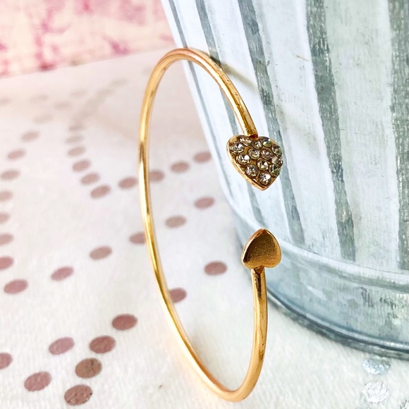 Gold Heart Reverse Cuff Bracelet - Picture 1 of 2